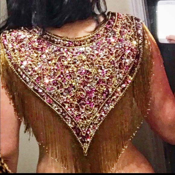 Vintage Accessories - Sequin beaded sparkly shiny shawl cape poncho from India vintage costume dance